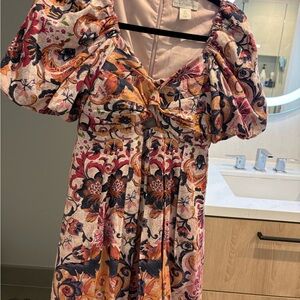 HOUSE OF HARLOW PUFF SLEEVE CUT OUT MINI DRESS